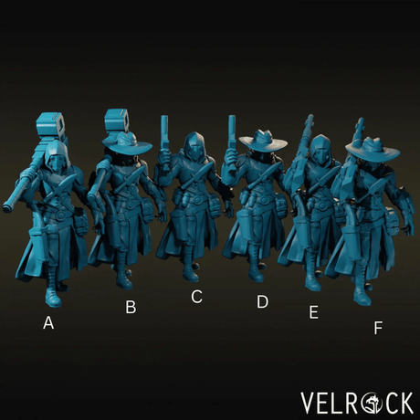 Robot Cowboys Miniature | Set of 6 - Tabletop RPG & D&D miniature. Perfect for wargaming & collectors