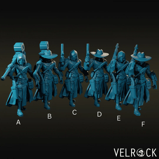 Robot Cowboys Miniature - Set of 6 - 28mm