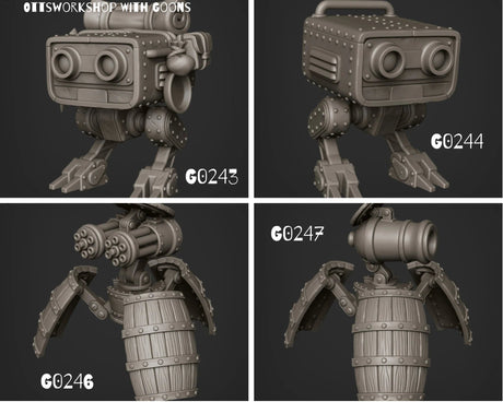 Robot Familiar Miniature | Set of 4 - Tabletop RPG & D&D miniature. Perfect for wargaming & collectors