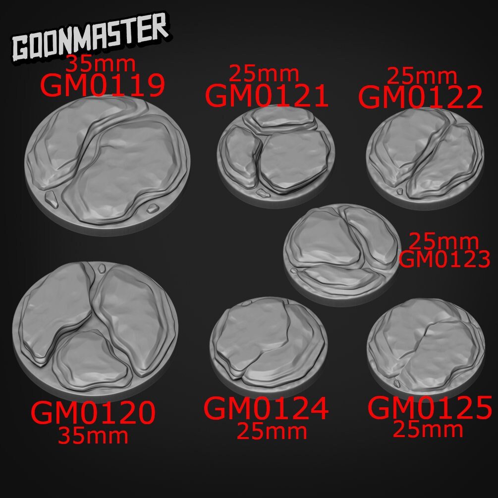 Rock Bases Miniature | 16pc 25mm - Tabletop RPG & D&D miniature. Perfect for wargaming & collectors