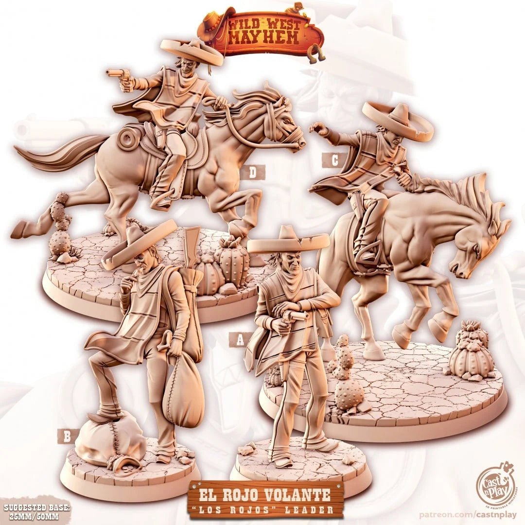 Rojo Volante Mexican Bandit Miniature - Set of 4 - 28mm