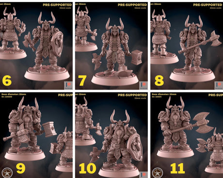 Royal Dwarf Miniature | Set of 6 - Tabletop RPG & D&D miniature. Perfect for wargaming & collectors