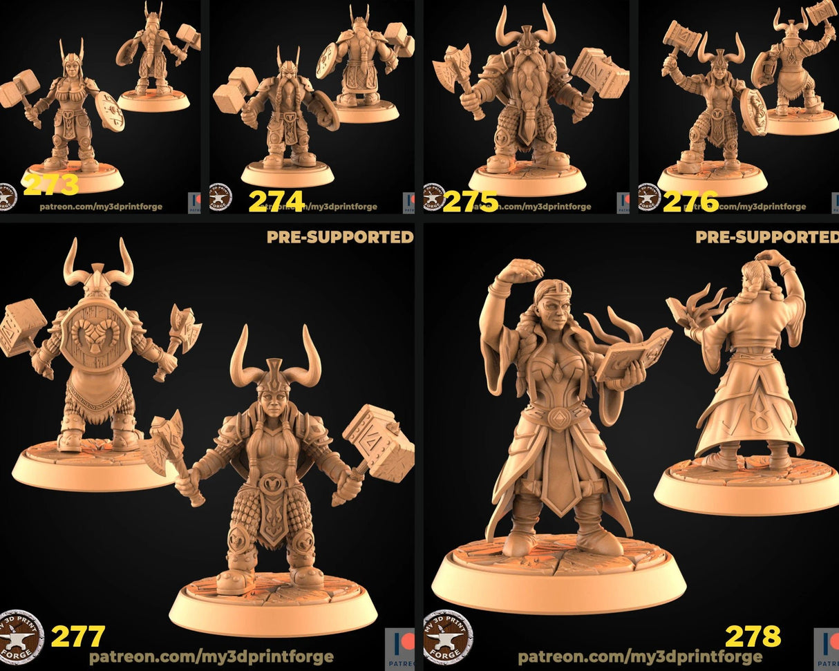 Royal Female Dwarf Miniature | Set of 6 - Tabletop RPG & D&D miniature. Perfect for wargaming & collectors