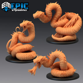 Sand Snake Miniature | Set of 3 - Tabletop RPG & D&D miniature. Perfect for wargaming & collectors