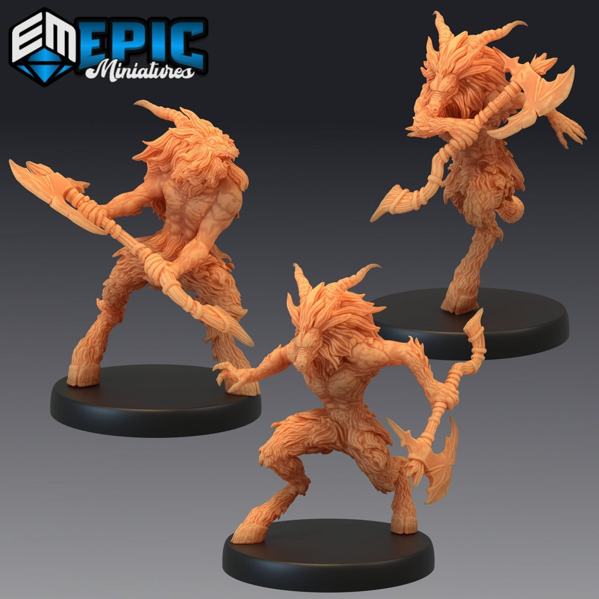 Satyrs Goat Folk Miniature | Set of 3 - Tabletop RPG & D&D miniature. Perfect for wargaming & collectors