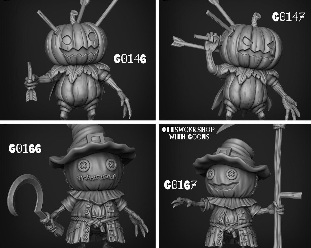 Scarecrow Miniature | set of 4 - Tabletop RPG & D&D miniature. Perfect for wargaming & collectors