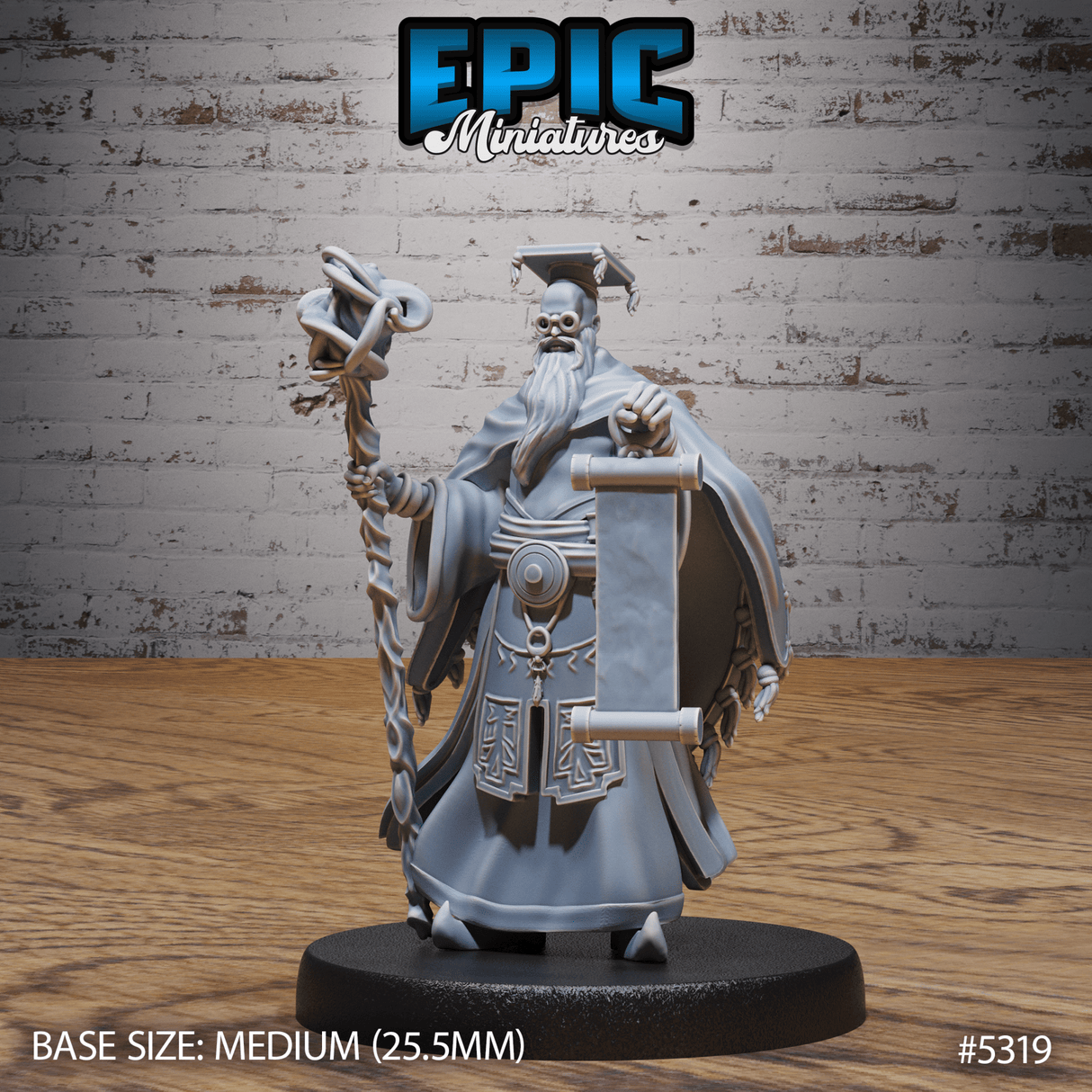 Scholar Wizard Miniature | B - Tabletop RPG & D&D miniature. Perfect for wargaming & collectors