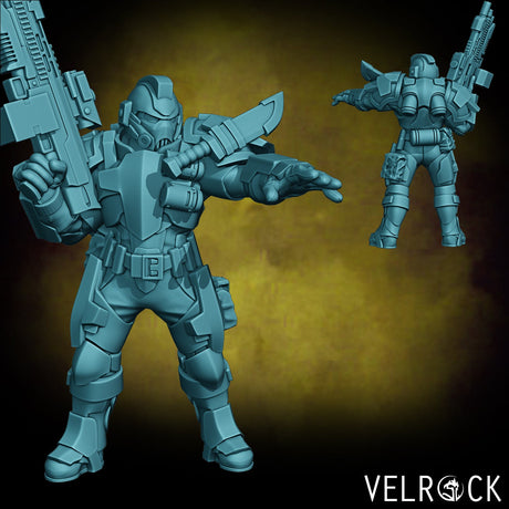 Sci Fi Heavy Marines Miniature | A - Tabletop RPG & D&D miniature. Perfect for wargaming & collectors
