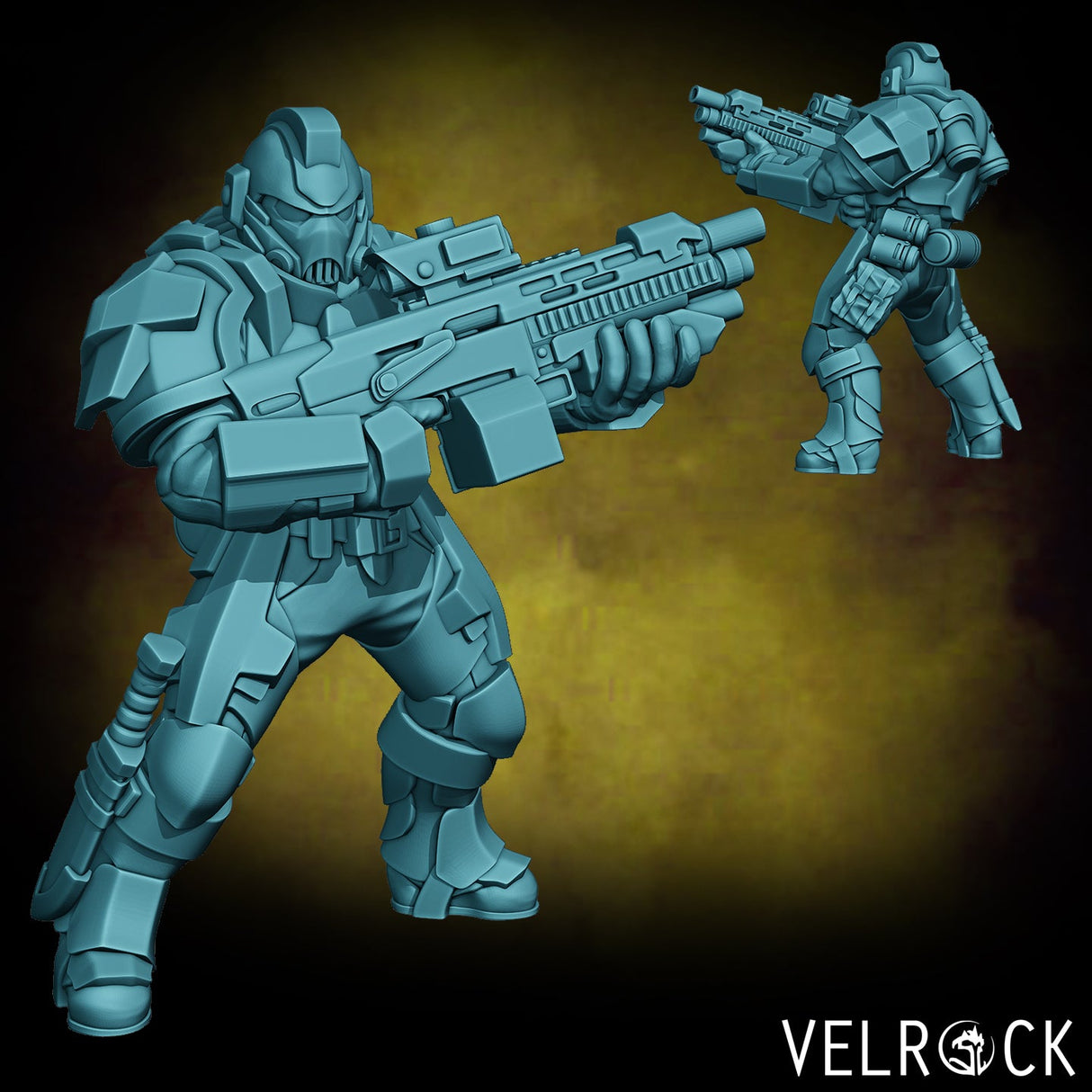 Sci Fi Heavy Marines Miniature | D - Tabletop RPG & D&D miniature. Perfect for wargaming & collectors