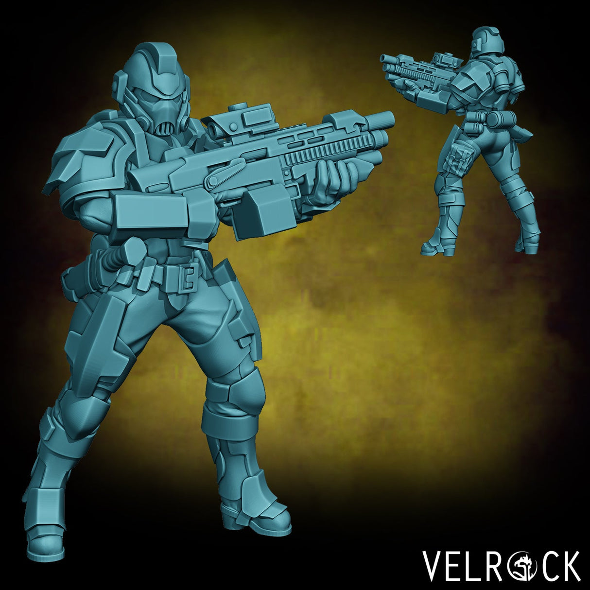 Sci Fi Heavy Marines Miniature | F - Tabletop RPG & D&D miniature. Perfect for wargaming & collectors