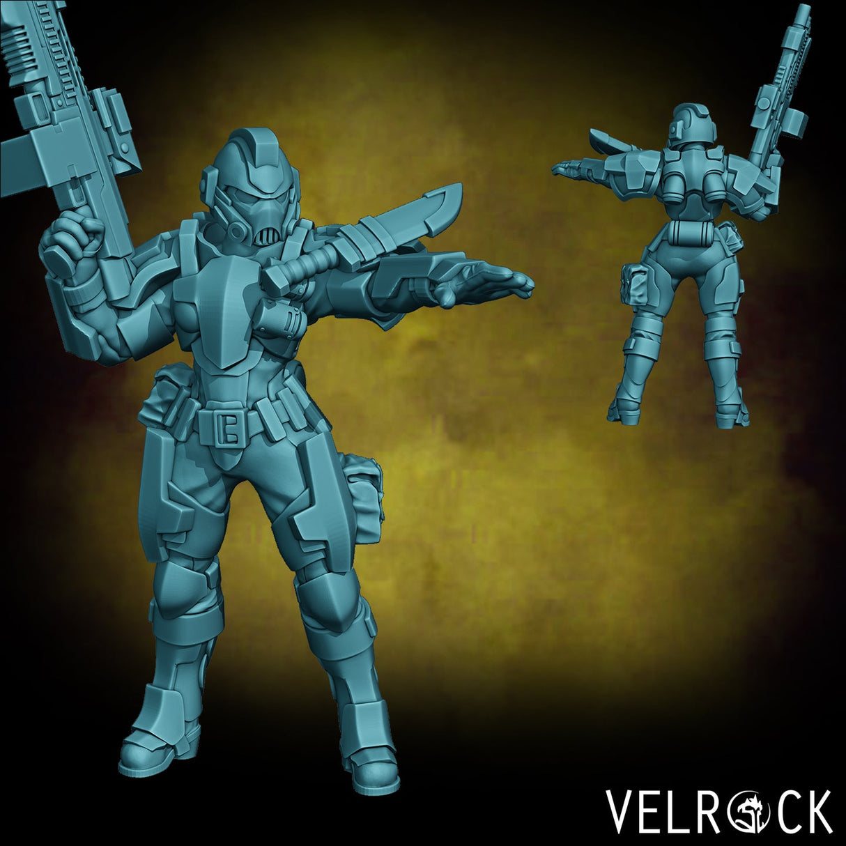 Sci Fi Heavy Marines Miniature | H - Tabletop RPG & D&D miniature. Perfect for wargaming & collectors