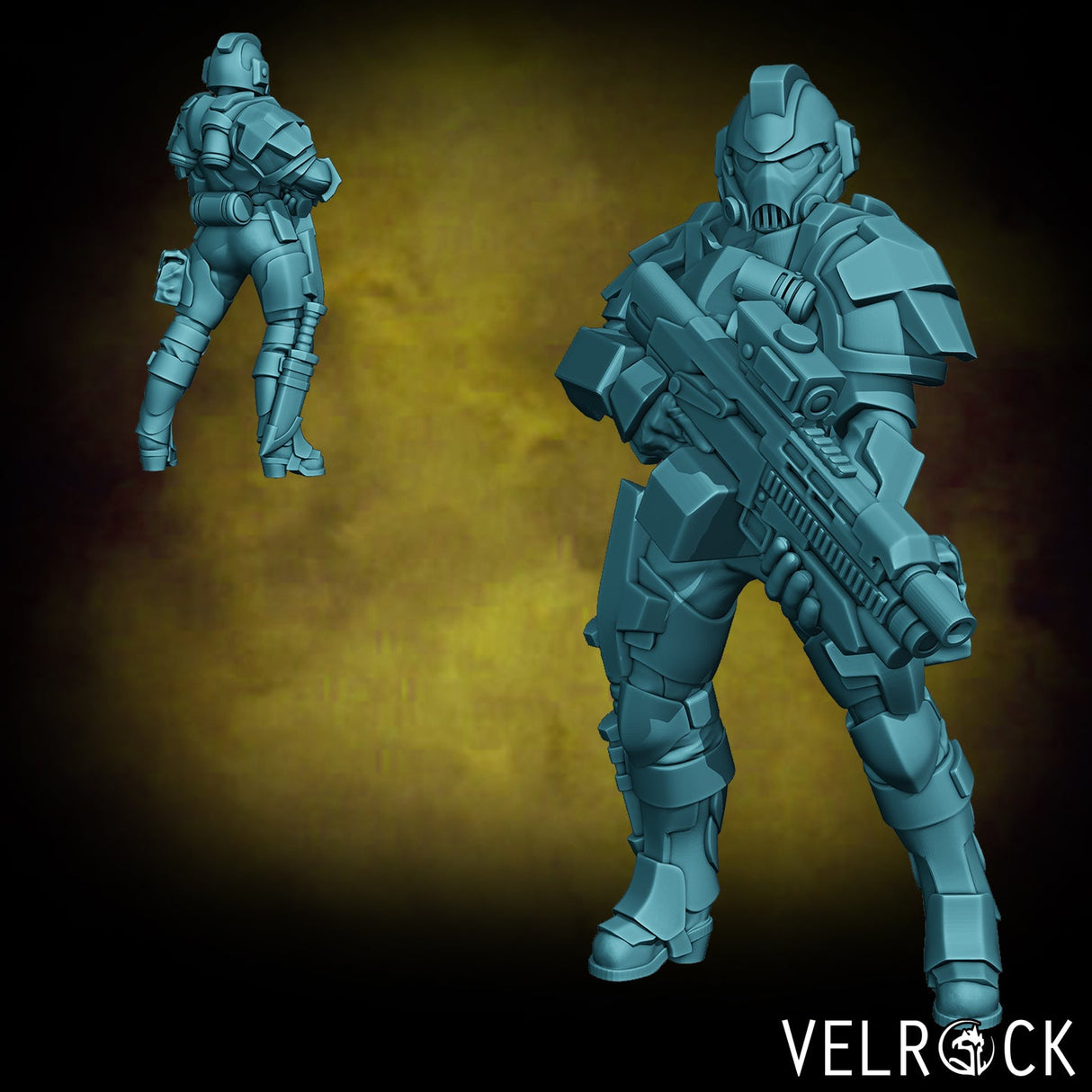 Sci Fi Heavy Marines Miniature | J - Tabletop RPG & D&D miniature. Perfect for wargaming & collectors