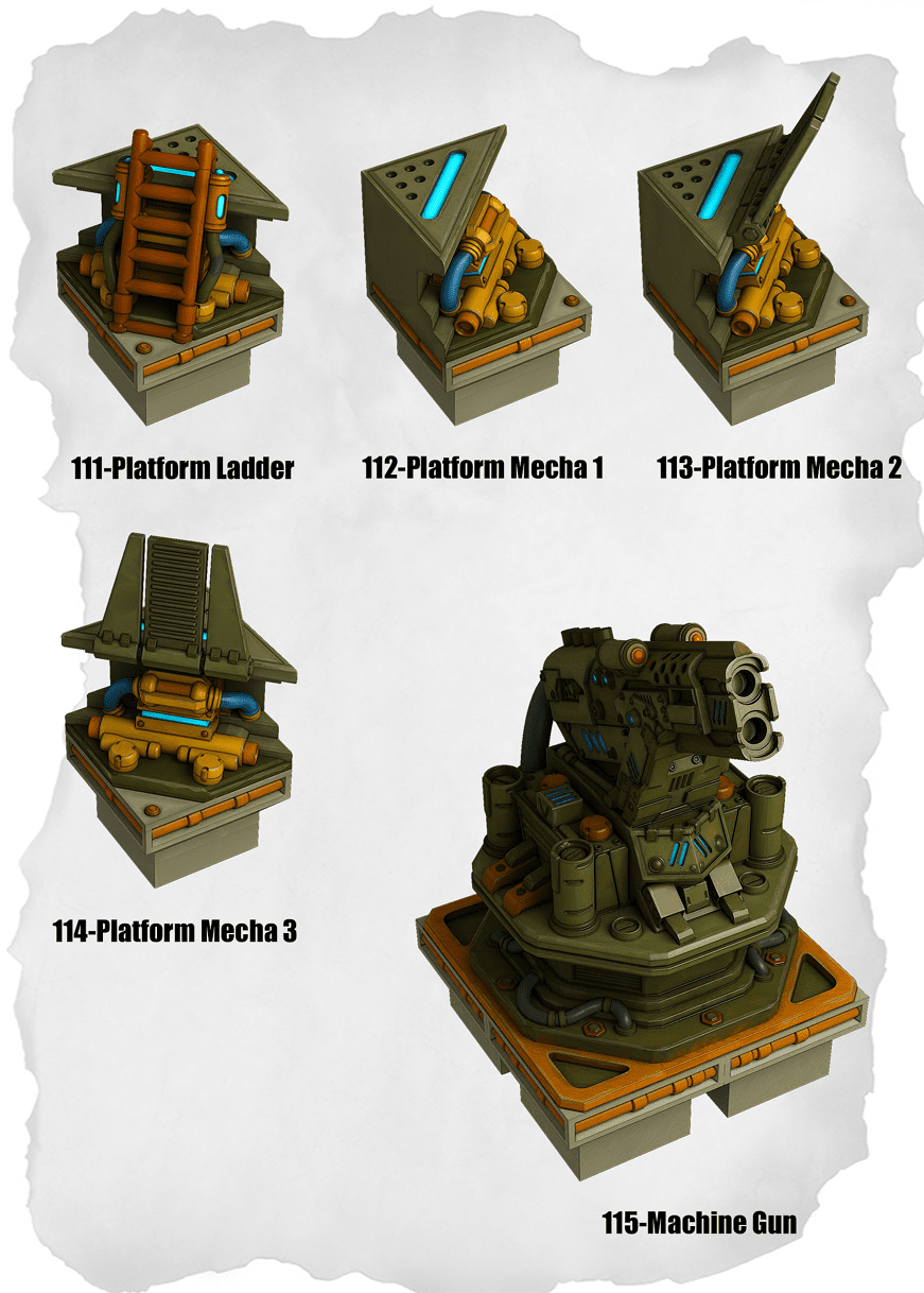 Sci Fi Tiles Platform Mecha Pack (IS 111 to IS 115) - Set of 5 - 