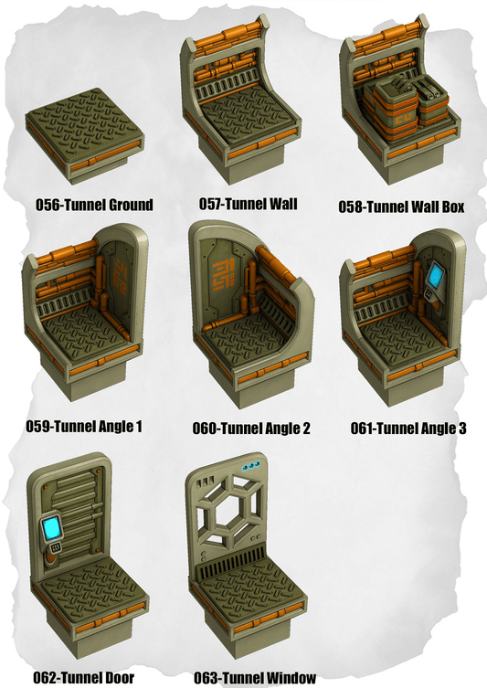 Sci Fi Tiles Tunnel Expansion (IS 056 to IS 063) - Set of 8 - 