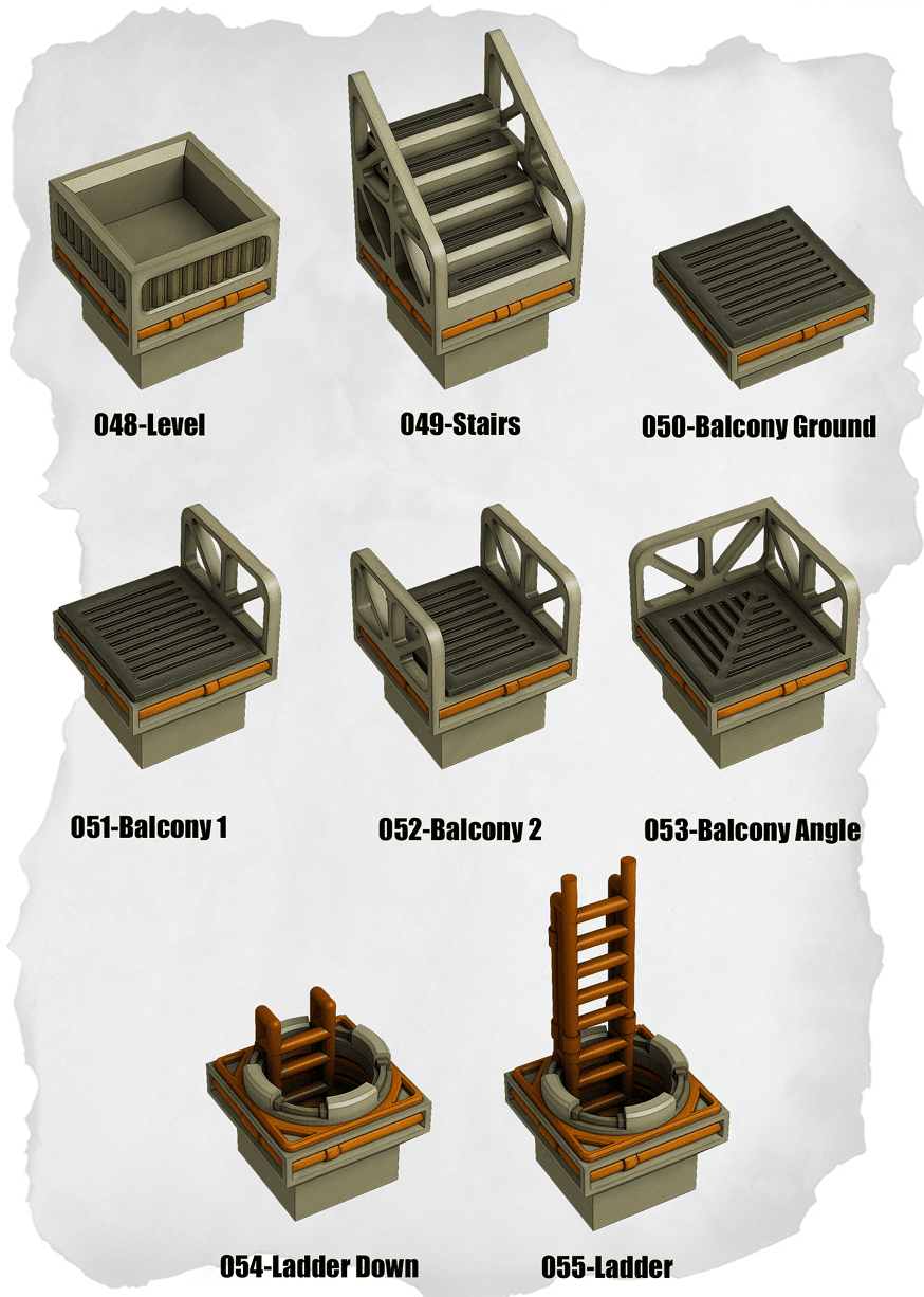 Sci Fi Tiles Vertical Access & Bridge Expansion (IS 048 to IS 055) - Set of 8 - 