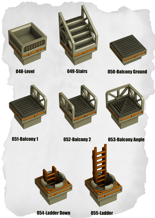 Sci Fi Tiles Vertical Access & Bridge Expansion (IS 048 to IS 055) - Set of 8 - 