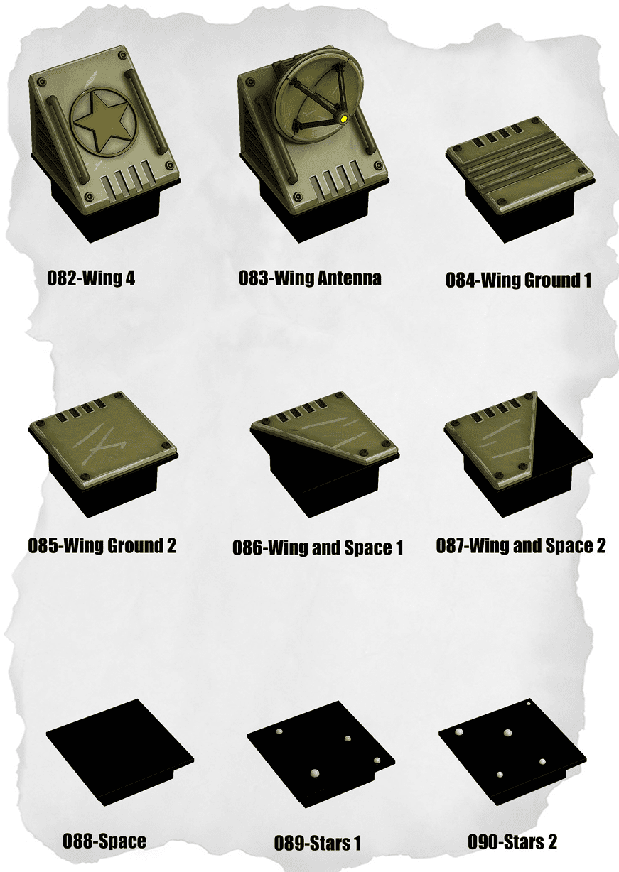 Sci Fi Tiles Wing & Asteroid Space Pack (IS 082 to IS 090) - Set of 9 - 