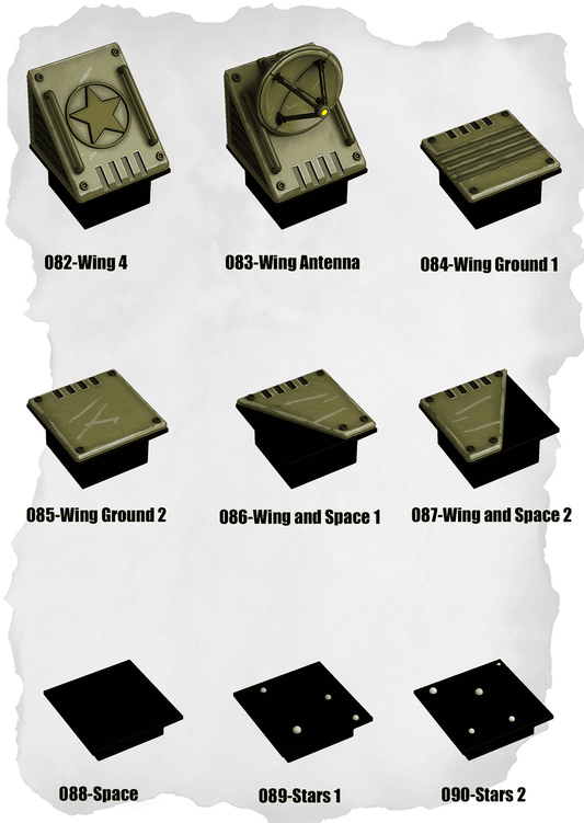 Sci Fi Tiles Wing & Asteroid Space Pack (IS 082 to IS 090) - Set of 9 - 