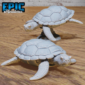 Sea Turtle Miniature | Full Set All Models - Tabletop RPG & D&D miniature. Perfect for wargaming & collectors