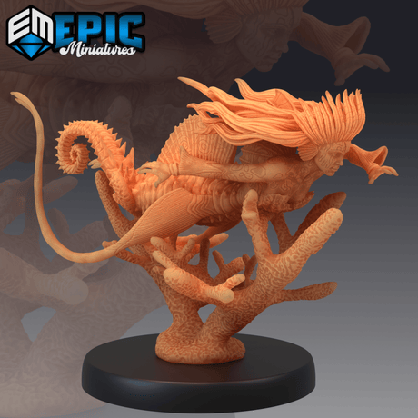 Seahorse Mermaid Miniature | A - Tabletop RPG & D&D miniature. Perfect for wargaming & collectors