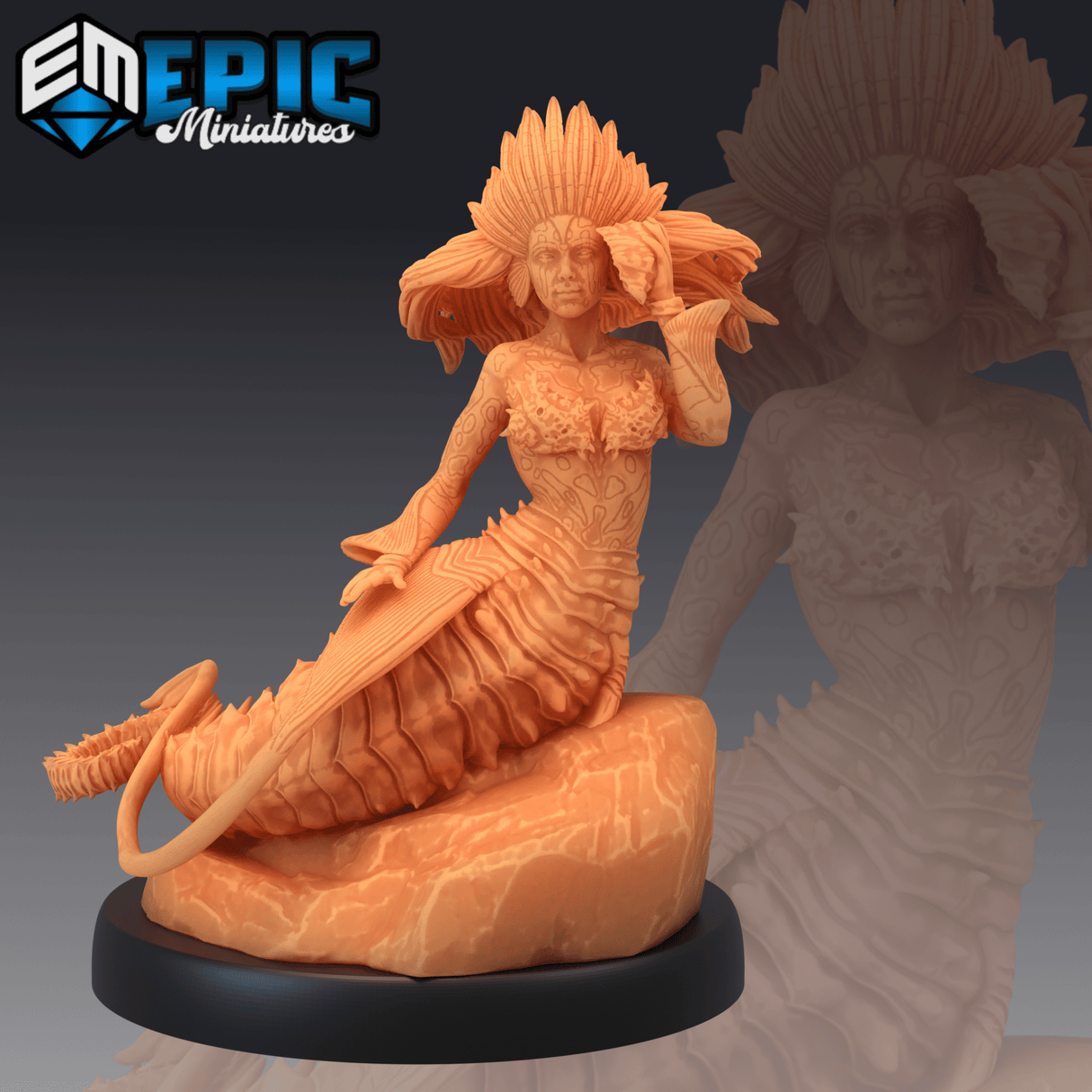 Seahorse Mermaid Miniature | C - Tabletop RPG & D&D miniature. Perfect for wargaming & collectors
