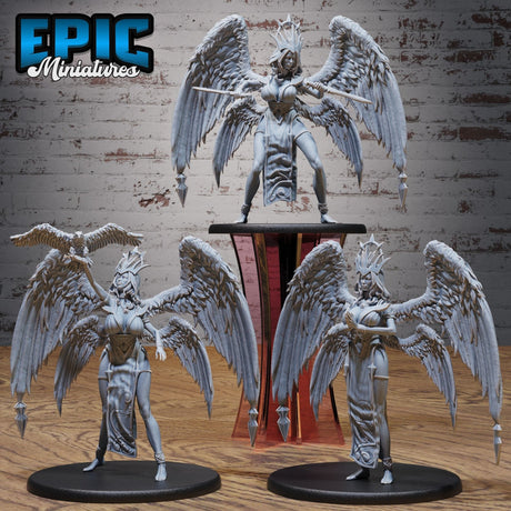 Seraph Queen Archangel Miniature | Set of 3 - Tabletop RPG & D&D miniature. Perfect for wargaming & collectors