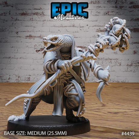 Serpent Folk Warrior Miniature | 4439 - Tabletop RPG & D&D miniature. Perfect for wargaming & collectors