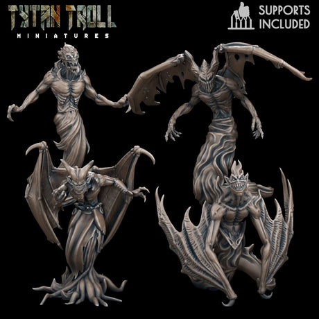 Shadow Demon Miniature | Set of 4 - Tabletop RPG & D&D miniature. Perfect for wargaming & collectors