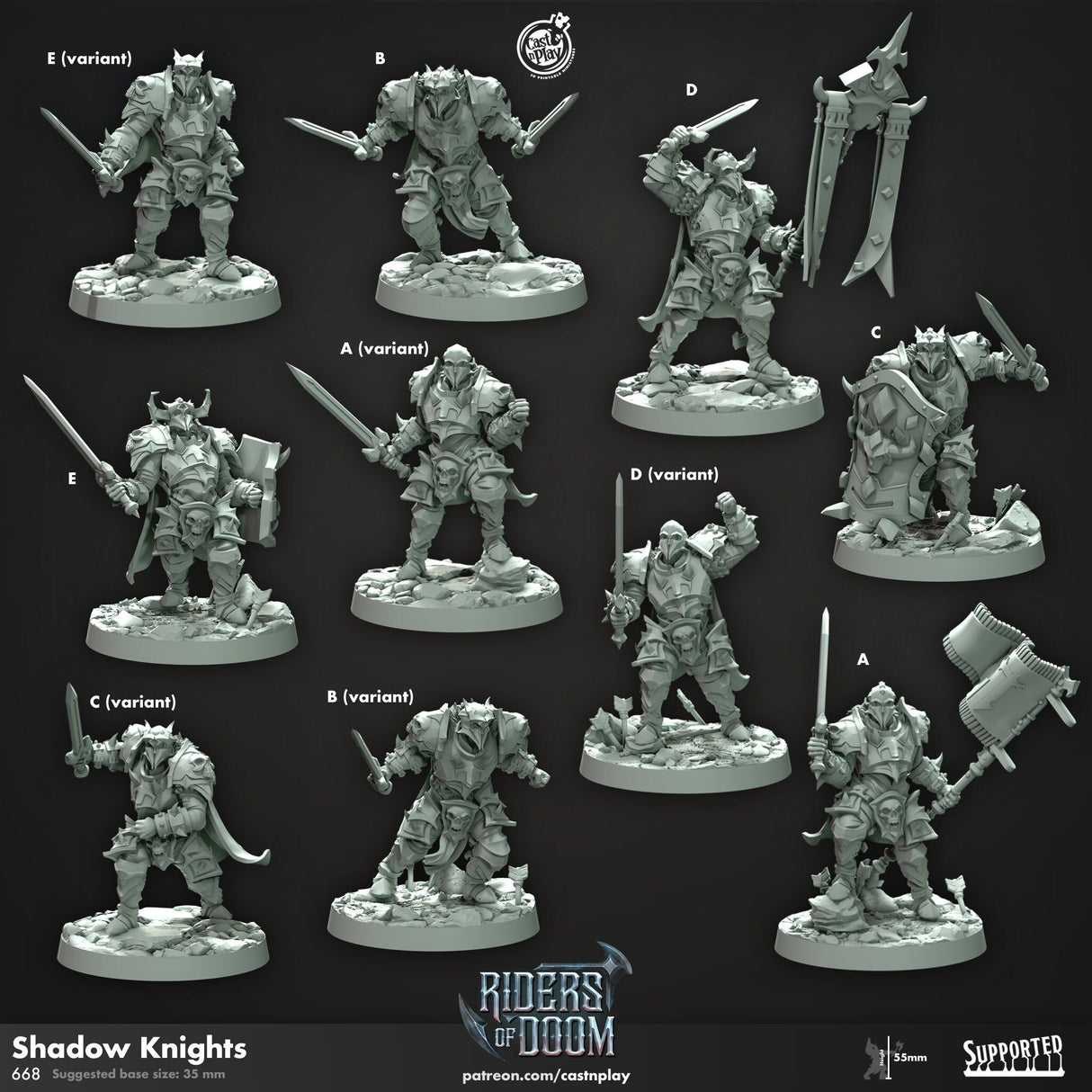 Shadow Knights Miniature | Shadow Knight A - Tabletop RPG & D&D miniature. Perfect for wargaming & collectors