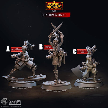 Shadow Monks Miniature | A - Tabletop RPG & D&D miniature. Perfect for wargaming & collectors