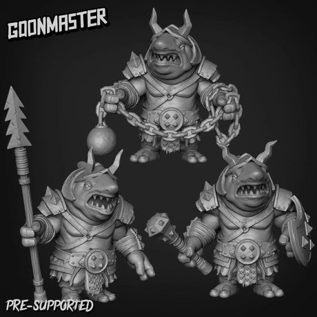 Shark Folk Pirate Miniature set 2 | Left - Tabletop RPG & D&D miniature. Perfect for wargaming & collectors