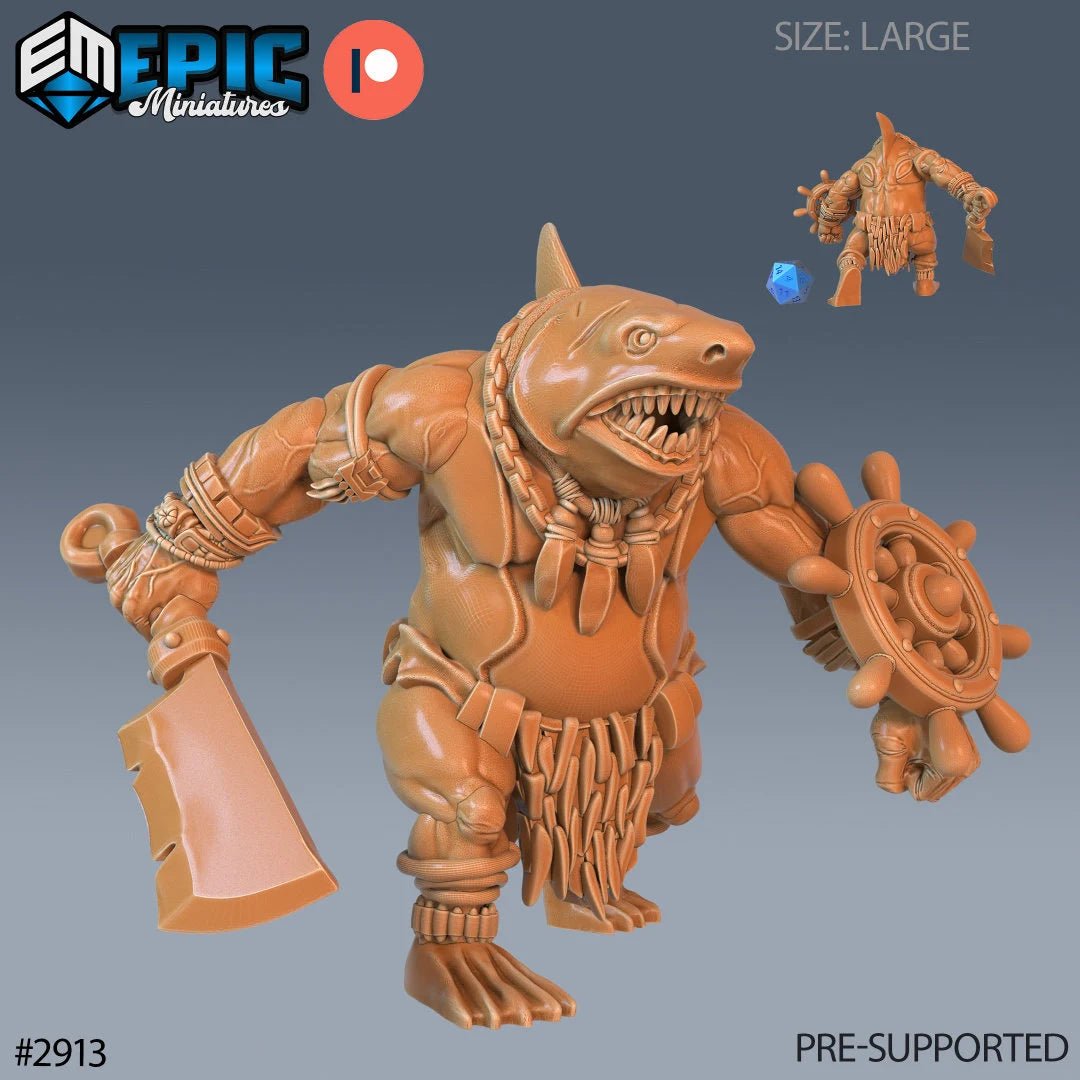 Shark Folk Tribe Miniature | C - Tabletop RPG & D&D miniature. Perfect for wargaming & collectors