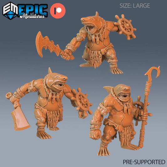 Shark Folk Tribe Miniature - Set of 3 - 28mm