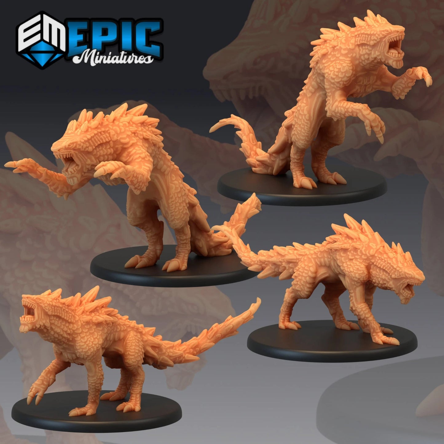 Shark Wolf Miniature - Set of 4 - 28mm