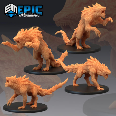 Shark Wolf Miniature | Set of 4 - Tabletop RPG & D&D miniature. Perfect for wargaming & collectors