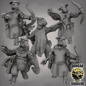 Sheep Folk with Bows Miniature | Set of 5 - Tabletop RPG & D&D miniature. Perfect for wargaming & collectors