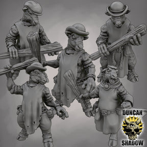 Sheep Folk with Clubs Miniature | Set of 5 - Tabletop RPG & D&D miniature. Perfect for wargaming & collectors