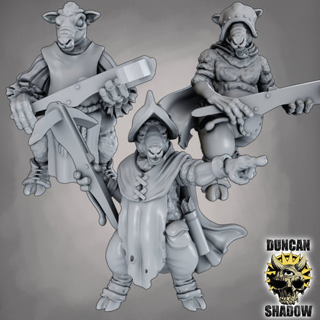 Sheep Folk with Crossbows Miniature | Set of 3 - Tabletop RPG & D&D miniature. Perfect for wargaming & collectors