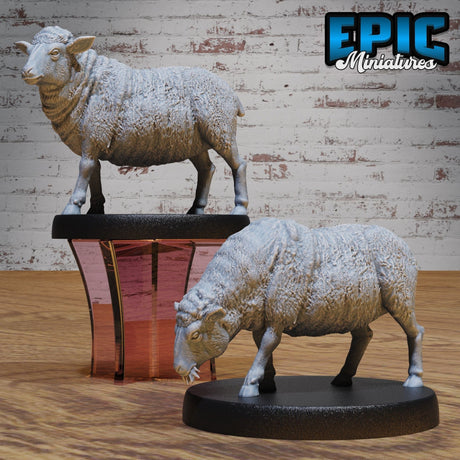 Sheep Miniature | Set of 2 - Tabletop RPG & D&D miniature. Perfect for wargaming & collectors