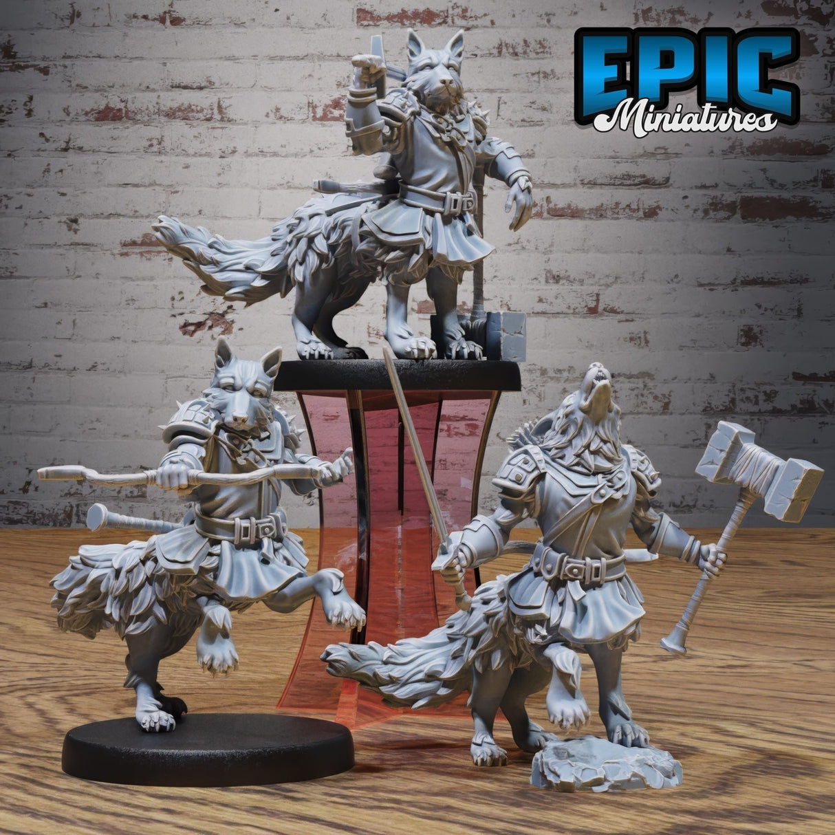 Shepherd Dog Centaur Miniature | Set of 3 - Tabletop RPG & D&D miniature. Perfect for wargaming & collectors