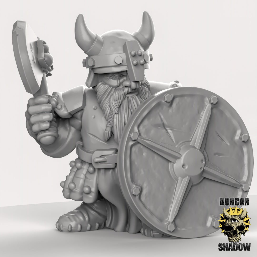 Nordic Shield Dwarf Miniature | A - Tabletop RPG & D&D miniature. Perfect for wargaming & collectors