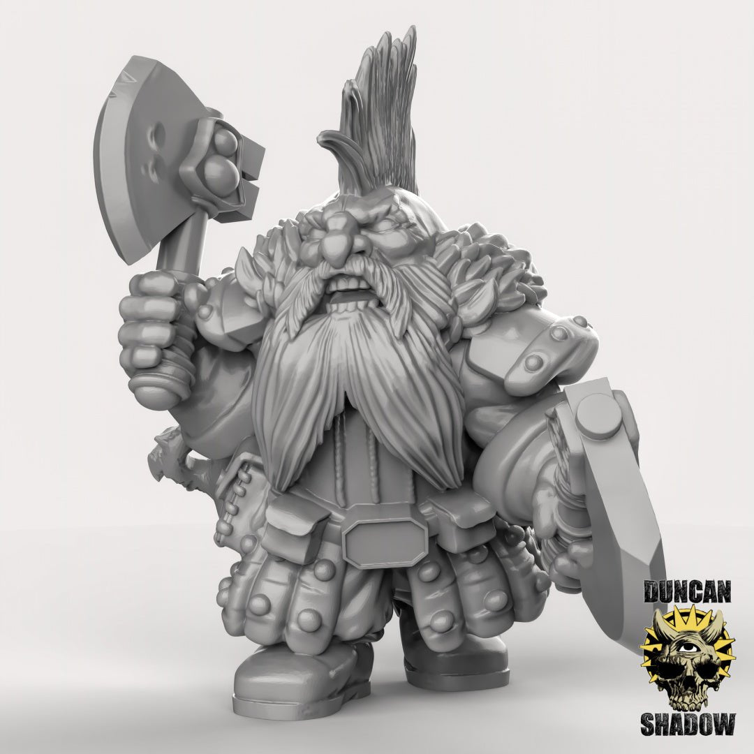 Shield Dwarf berserkers Miniature | B - Tabletop RPG & D&D miniature. Perfect for wargaming & collectors