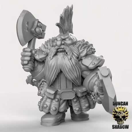 Shield Dwarf berserkers Miniature | B - Tabletop RPG & D&D miniature. Perfect for wargaming & collectors