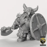 Nordic Shield Dwarf Miniature | C - Tabletop RPG & D&D miniature. Perfect for wargaming & collectors