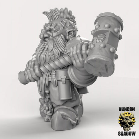 Shield Dwarf berserkers Miniature | C - Tabletop RPG & D&D miniature. Perfect for wargaming & collectors