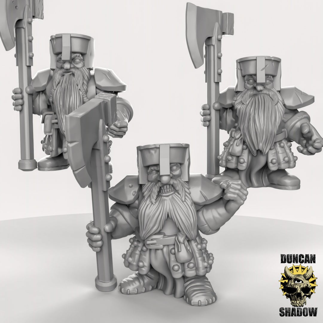 Shield Dwarf Miniature - Set of 3 - 28mm