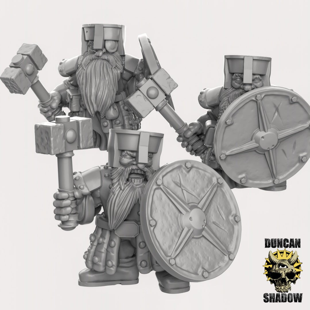 Shield Dwarf Miniature - Set of 3 - 28mm