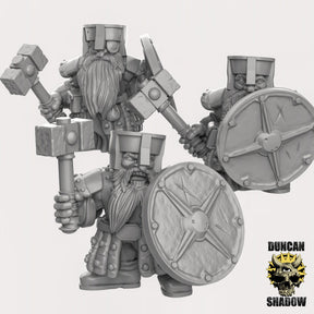 Shield Dwarf Miniature | Set of 3 - Tabletop RPG & D&D miniature. Perfect for wargaming & collectors