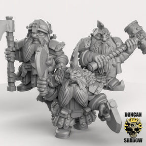Shield Dwarf berserkers Miniature | Set of 3 - Tabletop RPG & D&D miniature. Perfect for wargaming & collectors