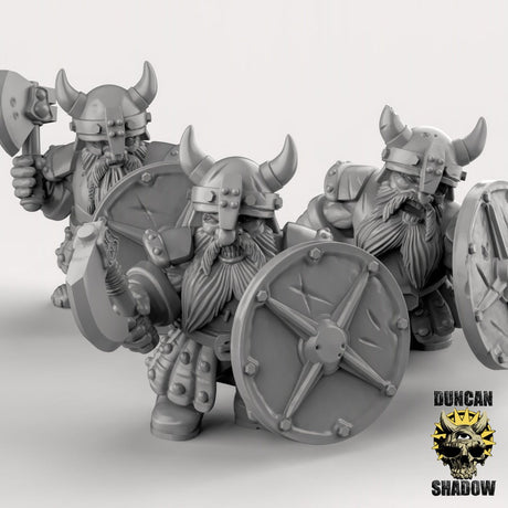 Nordic Shield Dwarf Miniature | Set of 3 - Tabletop RPG & D&D miniature. Perfect for wargaming & collectors